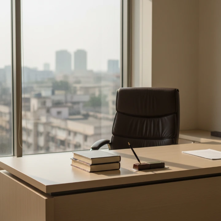 Executive office workspace in Kolkata captured with professional interior photography, reflecting clarity, structure, and calm decision-making.